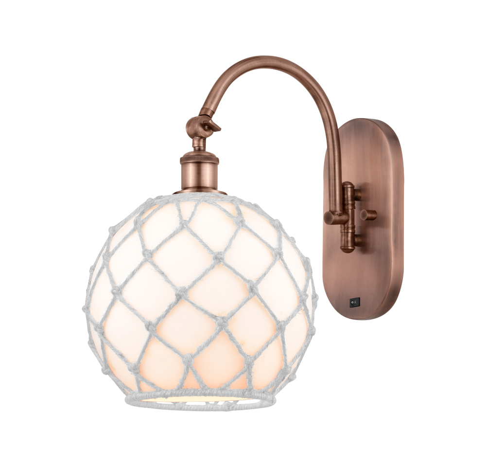 Farmhouse Rope - 1 Light - 10 inch - Antique Copper - Adjustable - Sconce
