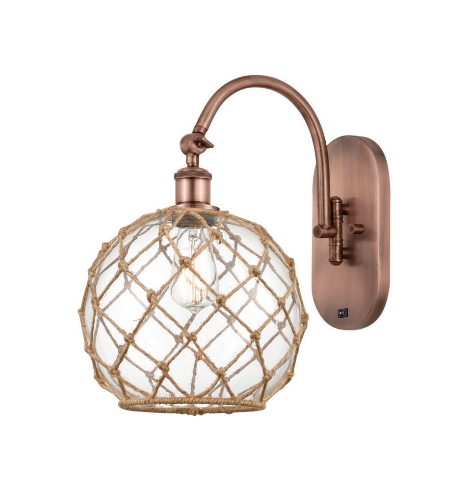Farmhouse Rope - 1 Light - 10 inch - Antique Copper - Adjustable - Sconce