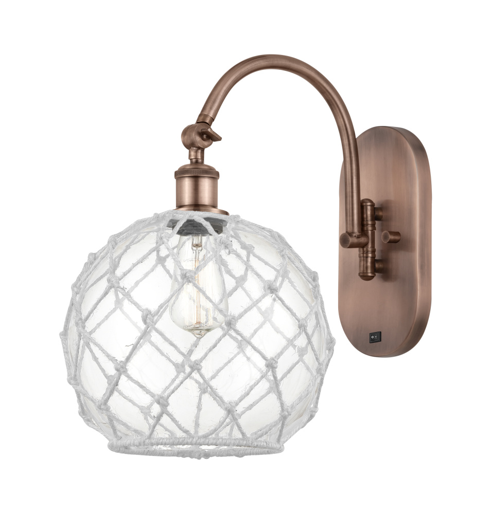 Farmhouse Rope - 1 Light - 10 inch - Antique Copper - Adjustable - Sconce