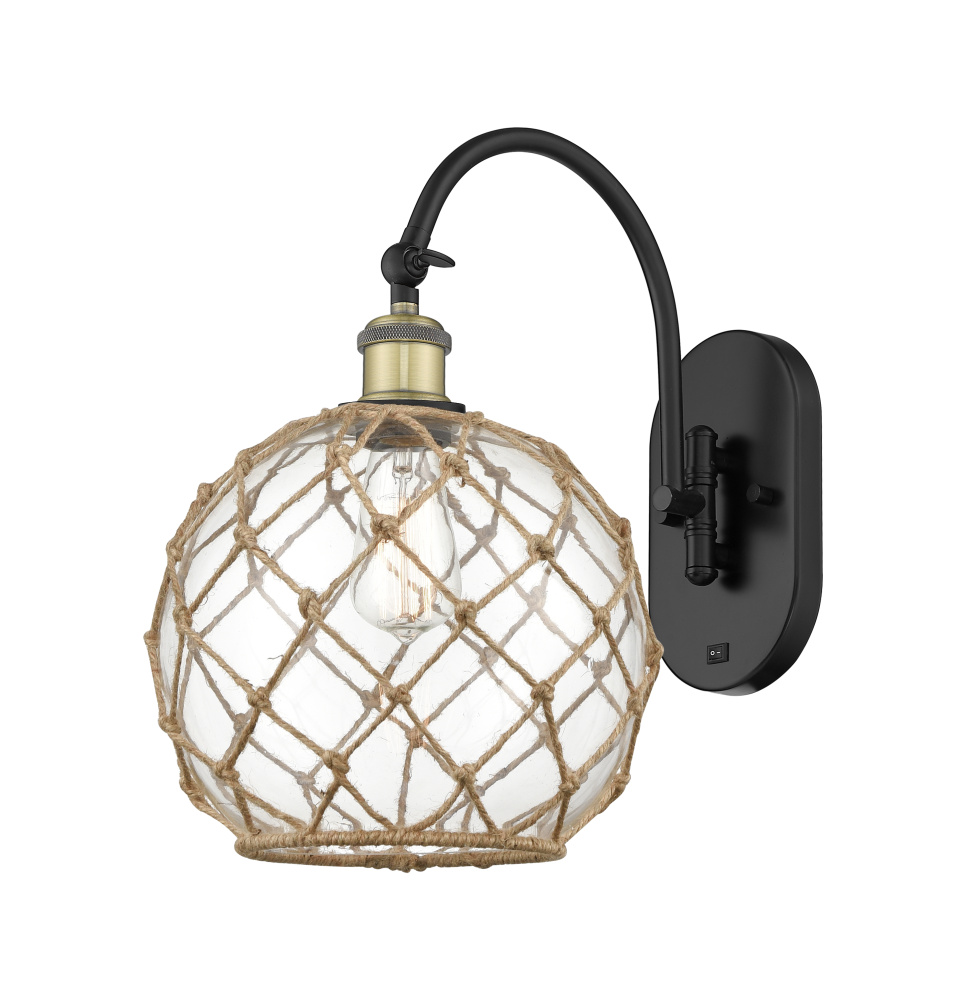 Farmhouse Rope - 1 Light - 10 inch - Black Antique Brass - Adjustable - Sconce