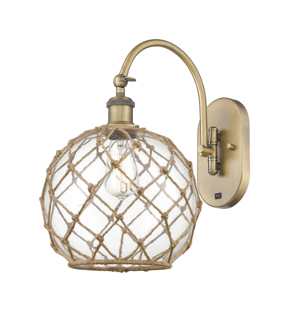 Farmhouse Rope - 1 Light - 10 inch - Brushed Brass - Adjustable - Sconce