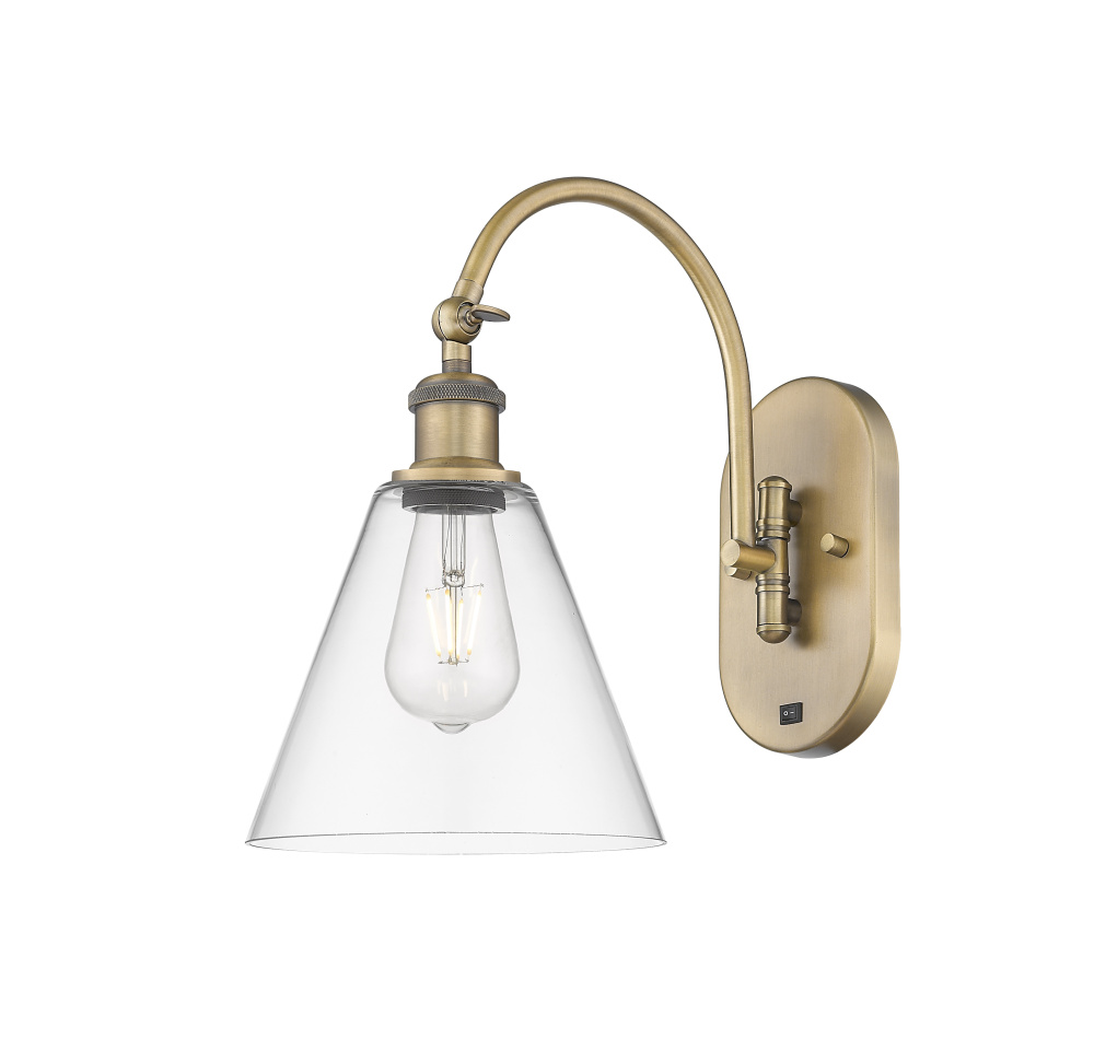 Berkshire Glass - 1 Light - 8 inch - Brushed Brass - Sconce