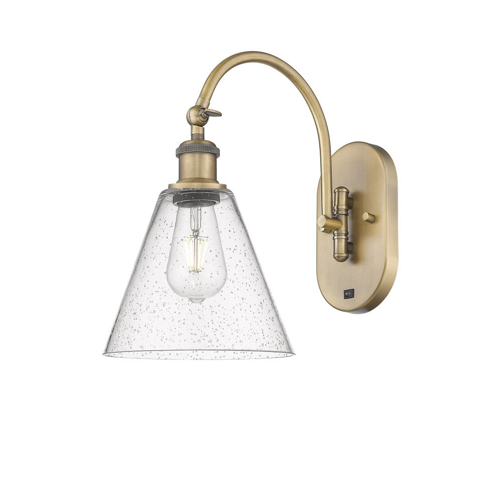 Berkshire Glass - 1 Light - 8 inch - Brushed Brass - Sconce