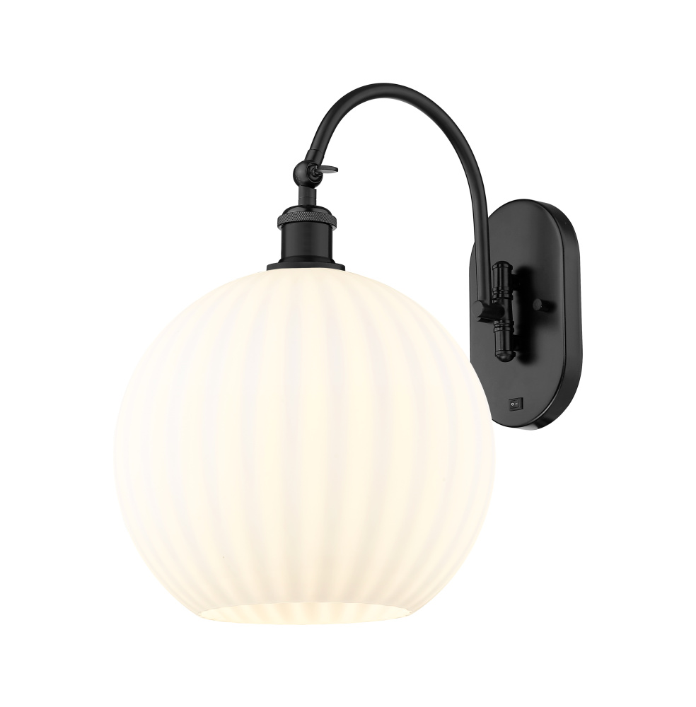 White Venetian - 1 Light - 12 inch - Matte Black - Sconce