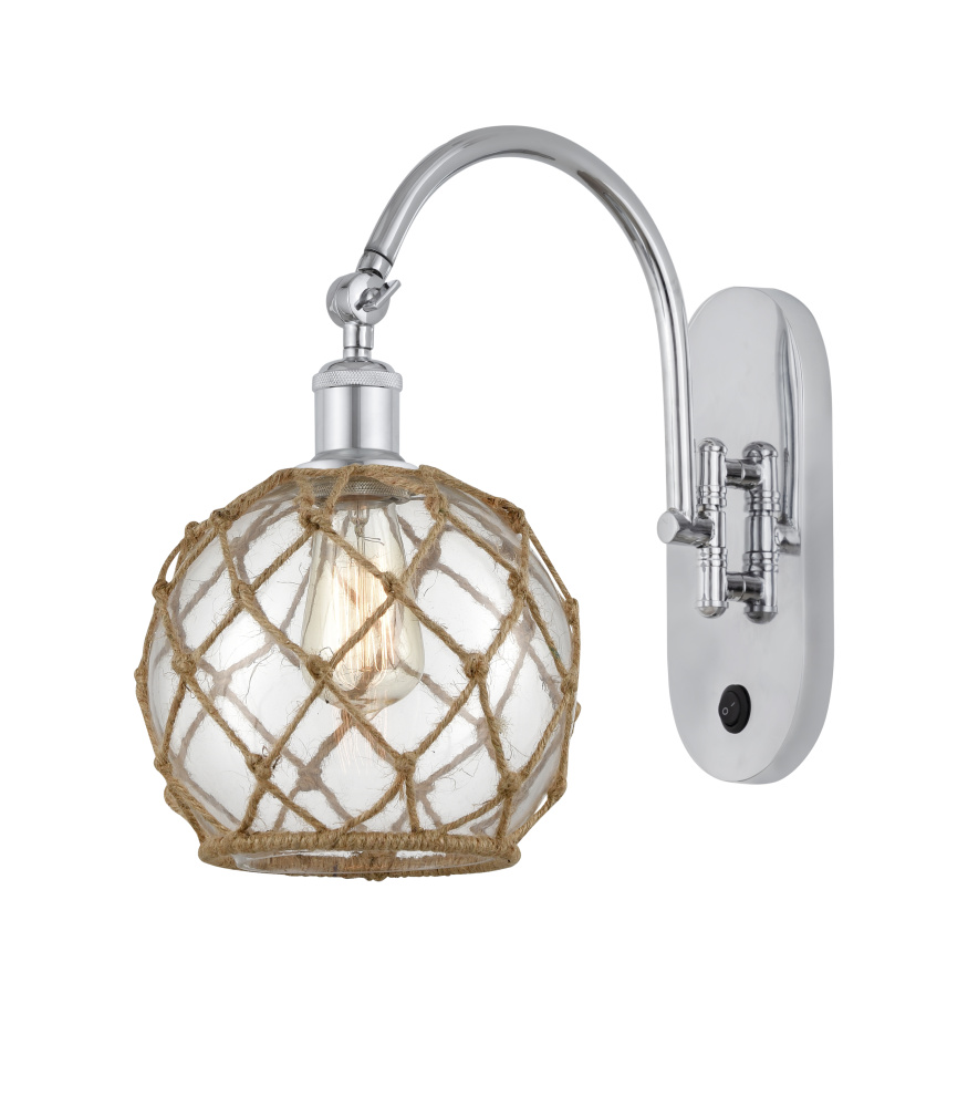 Farmhouse Rope - 1 Light - 8 inch - Polished Chrome - Adjustable - Sconce