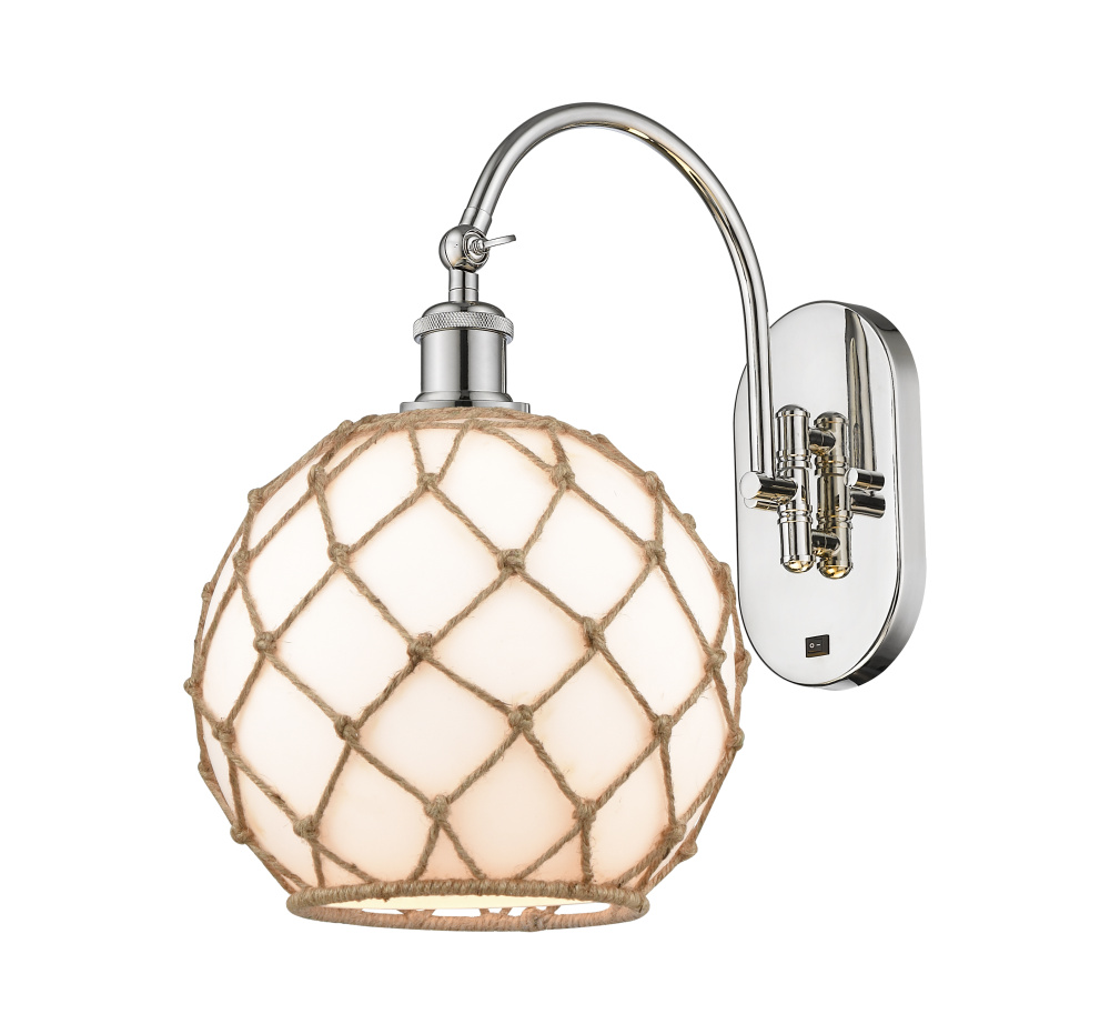 Farmhouse Rope - 1 Light - 10 inch - Polished Nickel - Adjustable - Sconce