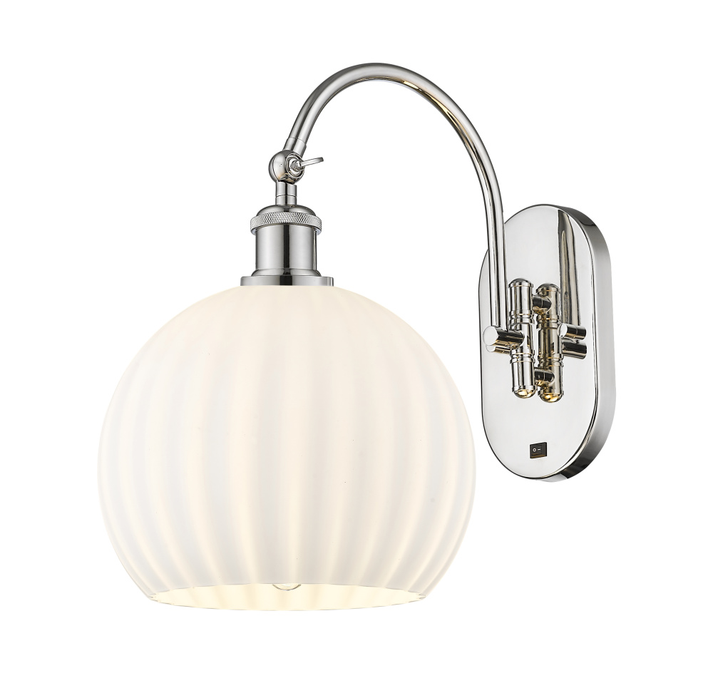 White Venetian - 1 Light - 10 inch - Polished Nickel - Sconce