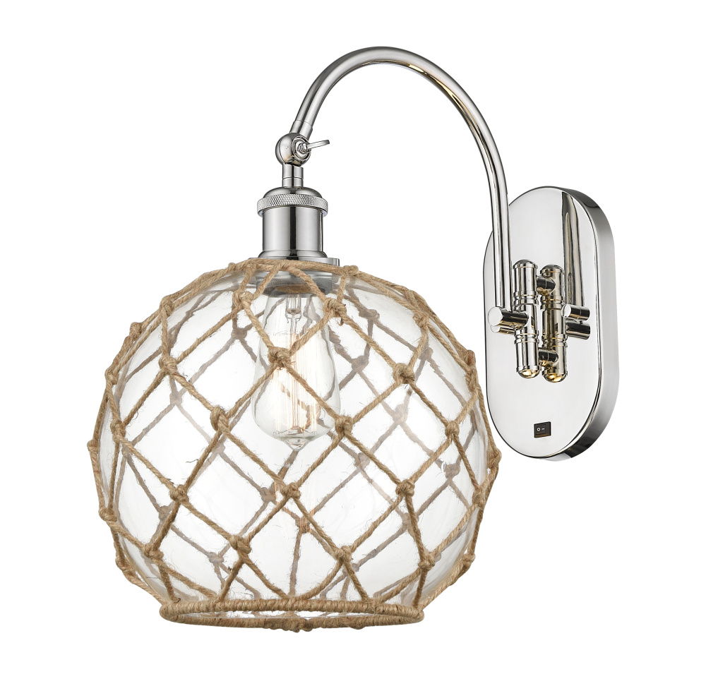 Farmhouse Rope - 1 Light - 10 inch - Polished Nickel - Adjustable - Sconce