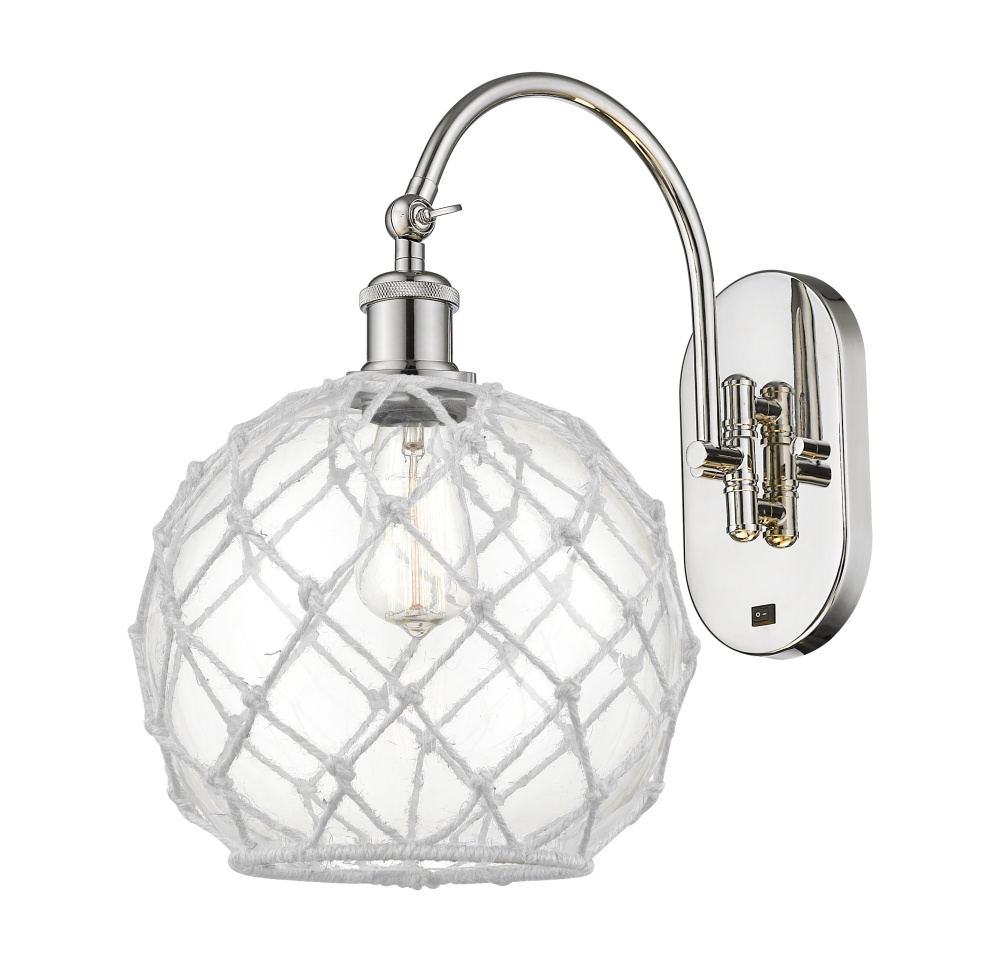 Farmhouse Rope - 1 Light - 10 inch - Polished Nickel - Adjustable - Sconce
