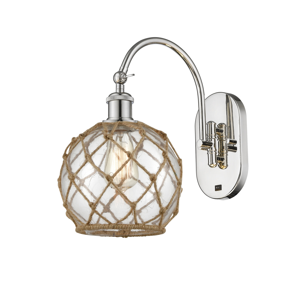 Farmhouse Rope - 1 Light - 8 inch - Polished Nickel - Adjustable - Sconce
