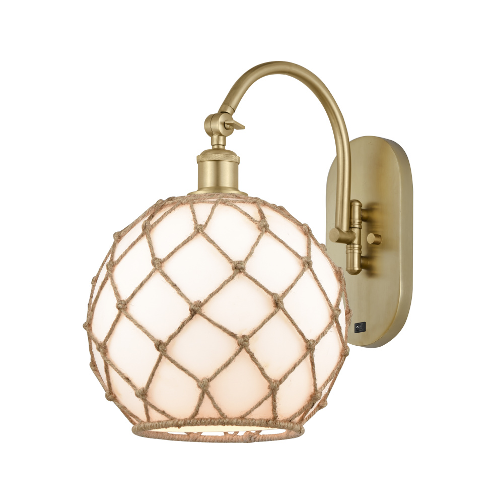 Farmhouse Rope - 1 Light - 10 inch - Satin Gold - Adjustable - Sconce