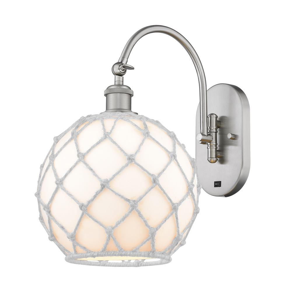 Farmhouse Rope - 1 Light - 10 inch - Brushed Satin Nickel - Adjustable - Sconce