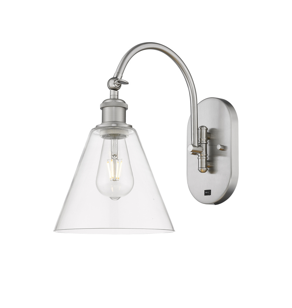 Berkshire Glass - 1 Light - 8 inch - Brushed Satin Nickel - Sconce