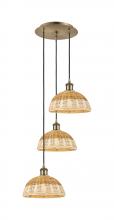 Innovations Lighting 113B-3P-AB-NBD2-9-NAT - Bristol Natural II - 3 Light - 16 inch - Antique Brass - Cord Hung - Multi Pendant