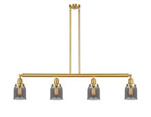 Innovations Lighting 214-SG-G53-LED - Bell - 4 Light - 50 inch - Satin Gold - Stem Hung - Adjustable Island Light