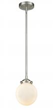 Innovations Lighting 284-1S-SN-G201-6-LED - Beacon - 1 Light - 6 inch - Brushed Satin Nickel - Stem hung - Mini Pendant