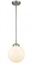 Innovations Lighting 284-1S-SN-G201-8-LED - Beacon - 1 Light - 8 inch - Brushed Satin Nickel - Stem hung - Mini Pendant