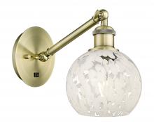 Innovations Lighting 317-1W-AB-G1216-6WM - White Mouchette - 1 Light - 6 inch - Antique Brass - Adjustable Sconce