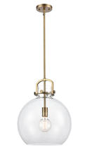 Innovations Lighting 410-1S-BB-14CL-LED - Newton Sphere - 1 Light - 14 inch - Brushed Brass - Stem hung - Pendant