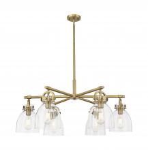 Innovations Lighting 410-6CR-BB-G412-7CL - Newton Bell - 6 Light - 26 inch - Brushed Brass - Chandelier