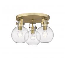 Innovations Lighting 411-3F-BB-G410-7CL - Newton Sphere - 3 Light - 18 inch - Brushed Brass - Semi-Flush Mount
