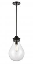 Innovations Lighting 414-1S-BK-10CL-LED - Genesis - 1 Light - 10 inch - Matte Black - Stem hung - Mini Pendant