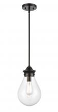 Innovations Lighting 414-1S-BK-8CL-LED - Genesis - 1 Light - 8 inch - Matte Black - Stem hung - Mini Pendant