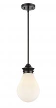 Innovations Lighting 414-1S-BK-G4141-8-LED - Genesis - 1 Light - 8 inch - Matte Black - Stem hung - Mini Pendant