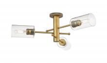Innovations Lighting 434-3F-BB-G434-7CL - Crown Point - 3 Light - 34 inch - Brushed Brass - Semi-Flush Mount