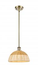 Innovations Lighting 516-1S-AB-NBD2-12-NAT - Bristol Natural II - 1 Light - 12 inch - Antique Brass - Stem hung - Mini Pendant