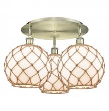Innovations Lighting 516-3C-AB-G121-10RB - Farmhouse Rope - 3 Light - 22 inch - Antique Brass - Semi-Flush Mount