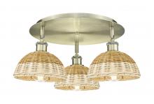 Innovations Lighting 516-3C-AB-NBD2-75-NAT - Bristol Natural II - 3 Light - 19 inch - Antique Brass - Semi-Flush Mount