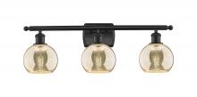 Innovations Lighting 516-3W-BK-G128-6 - Athens - 3 Light - 26 inch - Matte Black - Bath Vanity Light
