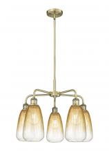 Innovations Lighting 516-5CR-AB-G480-6AM - Brookhaven Almond - 5 Light - 25 inch - Antique Brass - Stem hung - Chandelier