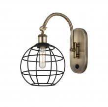 Innovations Lighting 518-1W-AB-CE-8-BK - Lake Placid - 1 Light - 8 inch - Antique Brass - Adjustable Swing Arm
