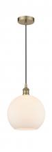 Innovations Lighting 616-1P-AB-G121-10-LED - Athens - 1 Light - 10 inch - Antique Brass - Cord hung - Mini Pendant