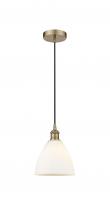 Innovations Lighting 616-1P-AB-GBD-751-LED - Bristol - 1 Light - 8 inch - Antique Brass - Cord hung - Mini Pendant
