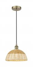 Innovations Lighting 616-1P-AB-NBD2-12-NAT - Natural Ballston Dome - 1 Light - 6 inch - Antique Brass - Cord hung - Mini Pendant