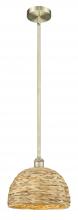 Innovations Lighting 616-1S-AB-RBD-12-NAT - Woven Rattan - 1 Light - 12 inch - Antique Brass - Stem hung - Mini Pendant