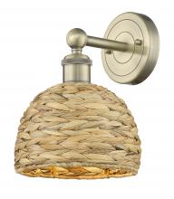 Innovations Lighting 616-1W-AB-RBD-8-NAT - Woven Rattan - 1 Light - 8 inch - Antique Brass - Sconce