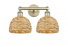 Innovations Lighting 616-2W-AB-RBD-8-NAT - Woven Rattan - 2 Light - 17 inch - Antique Brass - Bath Vanity Light