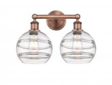 Innovations Lighting 616-2W-AC-G556-8CL - Rochester - 2 Light - 17 inch - Antique Copper - Bath Vanity Light