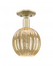 Innovations Lighting 716-1C-AB-G458-7ME - Preston Globe - 1 Light - 6 inch - Antique Brass - Semi-Flush Mount