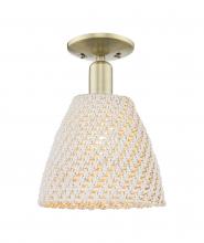 Innovations Lighting 716-1C-AB-NBD-9-NAT - Bristol Natural - 1 Light - 6 inch - Antique Brass - Semi-Flush Mount