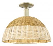 Innovations Lighting 716-1C-AB-NBD2-16-NAT - Natural Ballston Dome - 1 Light - 6 inch - Antique Brass - Semi-Flush Mount