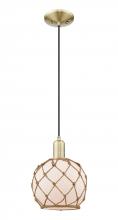 Innovations Lighting 716-1P-AB-G121-8RB - Farmhouse Rope - 1 Light - 8 inch - Antique Brass - Cord hung - Mini Pendant