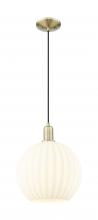 Innovations Lighting 716-1P-AB-G1217-12WV - White Venetian - 1 Light - 12 inch - Antique Brass - Cord hung - Mini Pendant