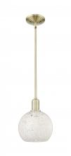 Innovations Lighting 716-1S-AB-G1216-8WM - White Mouchette - 1 Light - 8 inch - Antique Brass - Stem hung - Mini Pendant