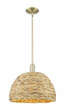 Innovations Lighting 716-1S-AB-RBD-16-NAT - Woven Rattan - 1 Light - 16 inch - Antique Brass - Stem hung - Mini Pendant