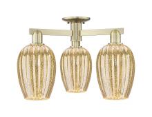 Innovations Lighting 716-3F-AB-G457-6ME - Preston Flute - 3 Light - 6 inch - Antique Brass - Semi-Flush Mount